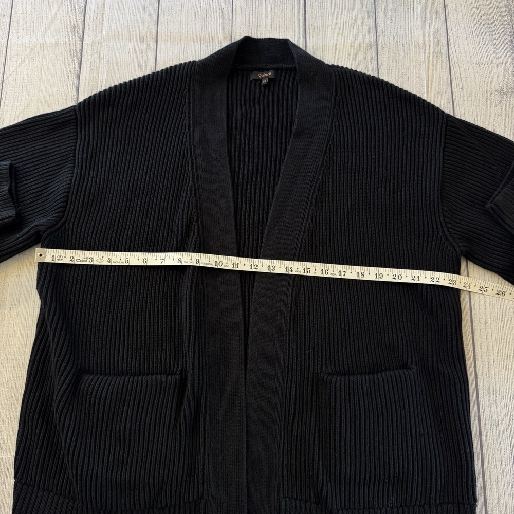 Quince Organic Cotton Oversized Rib Knit Cardigan Sweater Black 2X Plus Women's - Picture 4 of 8
